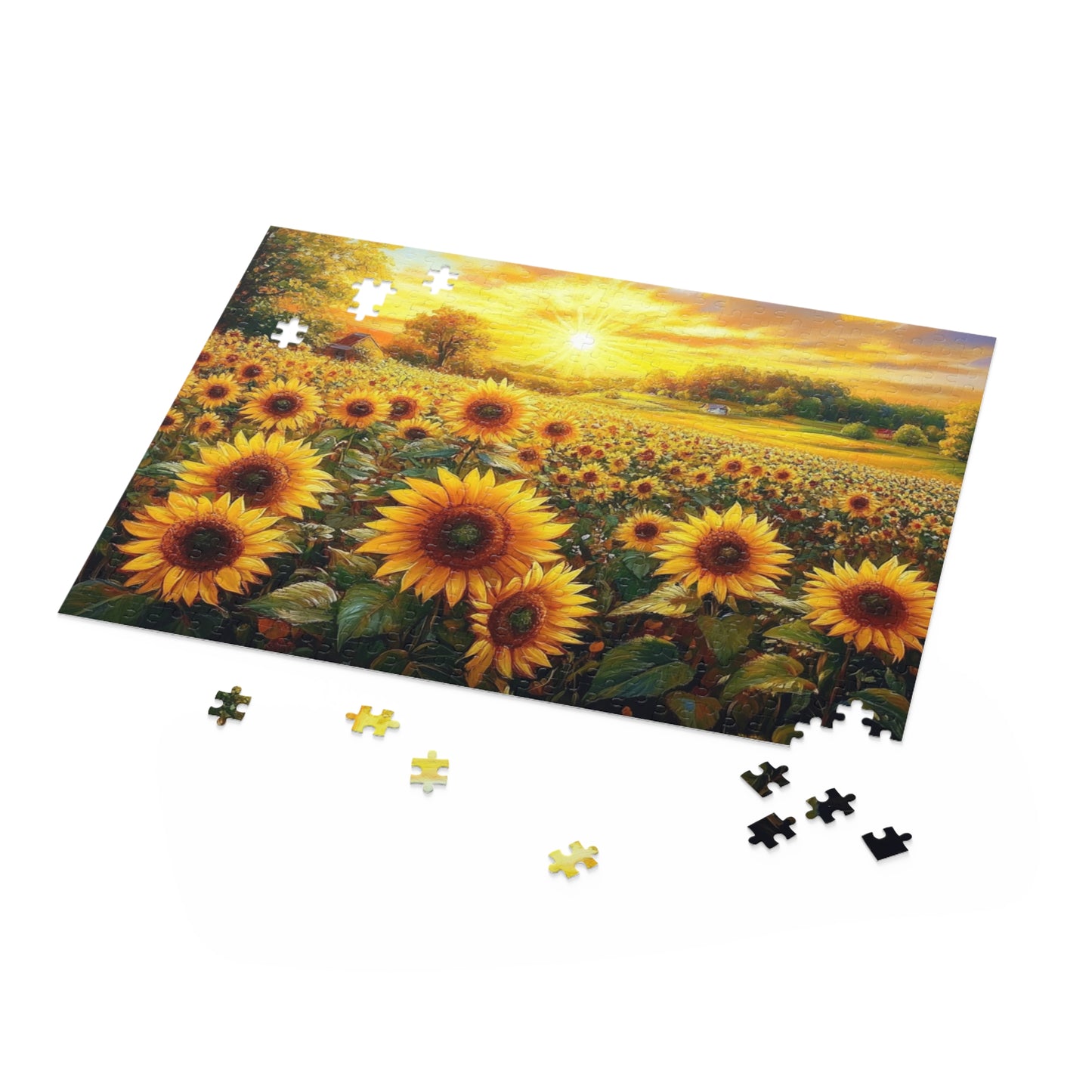 Sunflower Fields Puzzle - 120, 252, 500-Piece Scenic Jigsaw for Nature Lovers