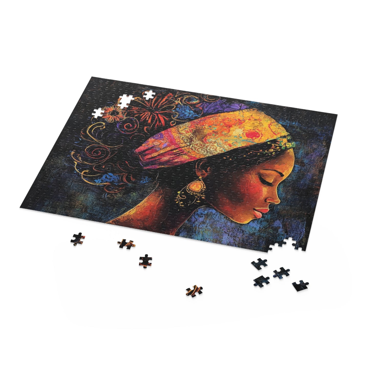 Artistic 500-Piece Puzzle - Beautiful Profile Design with Colorful Headwrap