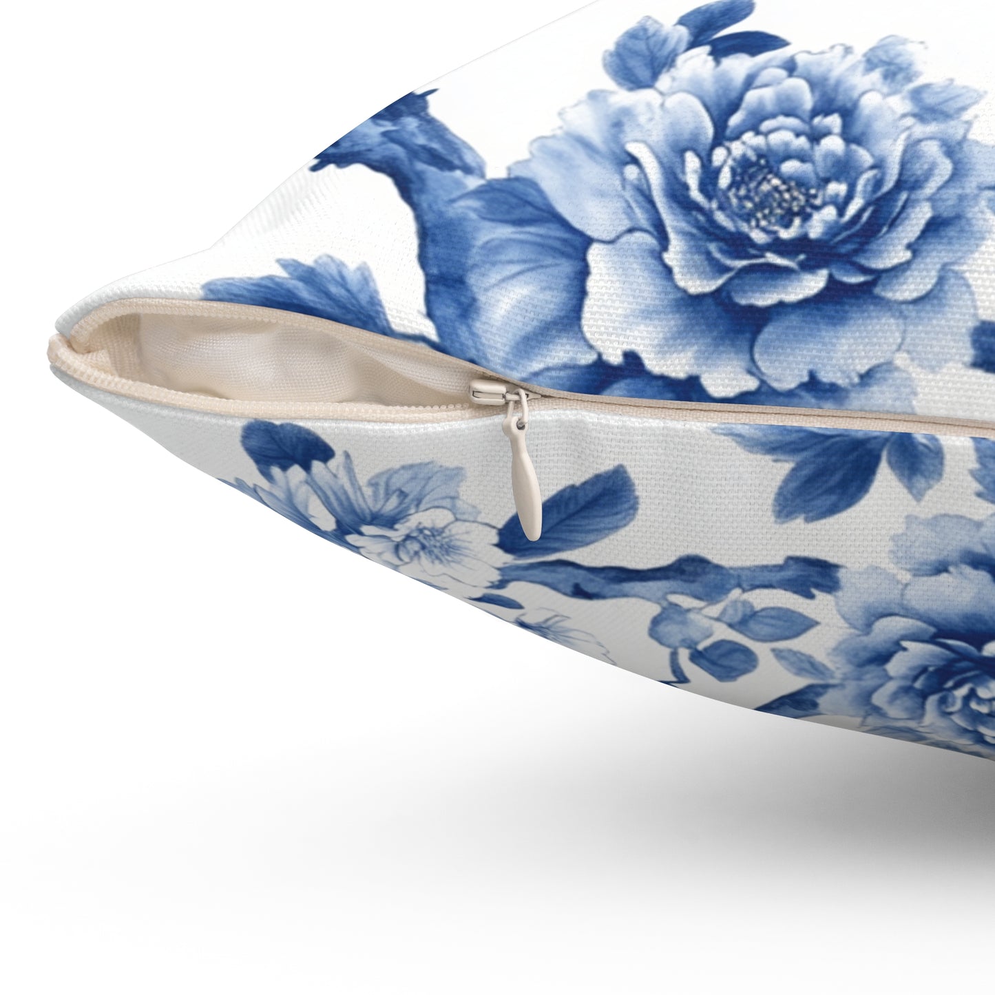 Blue Floral Bird Print Pillow - Elegant Home Decor for All Occasions - Chinoiserie Aesthetic