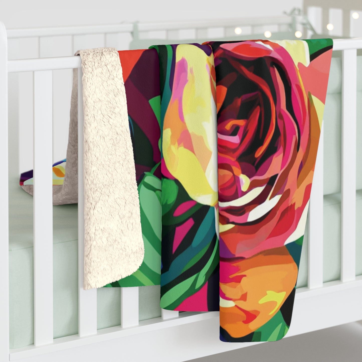 Vibrant Flowers Sherpa Fleece Blanket