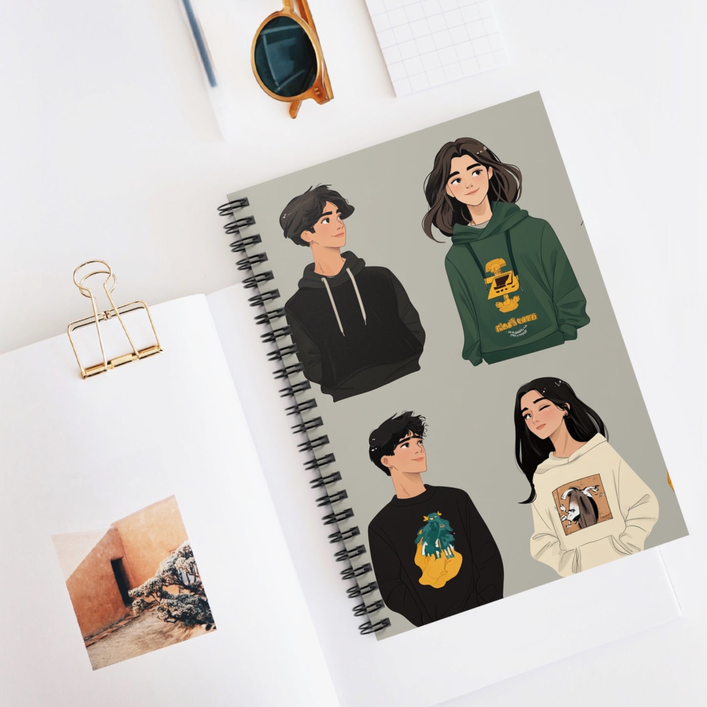 Trendy Spiral Notebook - Ruled Lines with Artistic Character Designs