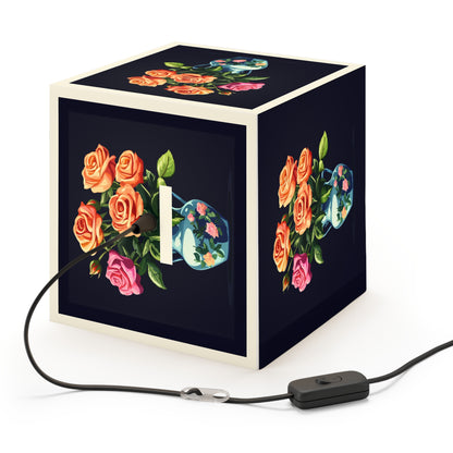 Elegant Floral Light Cube Lamp - Charming Home Decor
