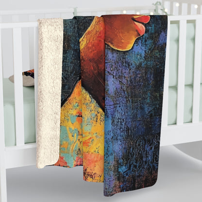 Elegant Sherpa Fleece Blanket - Colorful Artistic Design for Cozy Comfort