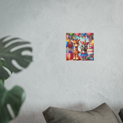 Whimsical Animal Party Poste Print - Fun for Kids' Celebrations