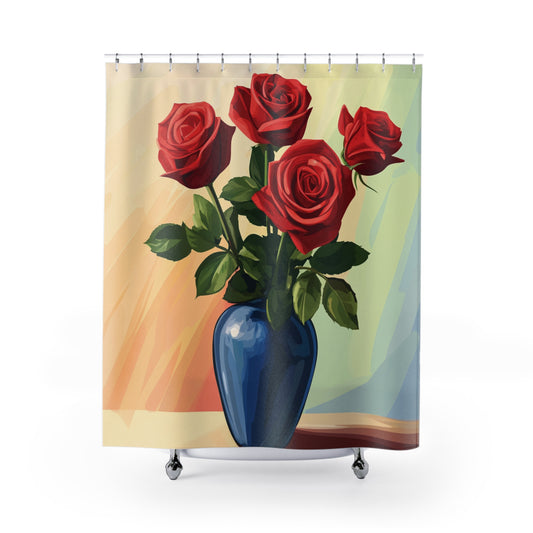 Elegant Rose Floral Shower Curtain - Vintage Rose Design for Bathroom Decor