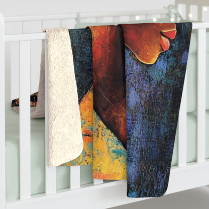 Elegant Sherpa Fleece Blanket - Colorful Artistic Design for Cozy Comfort