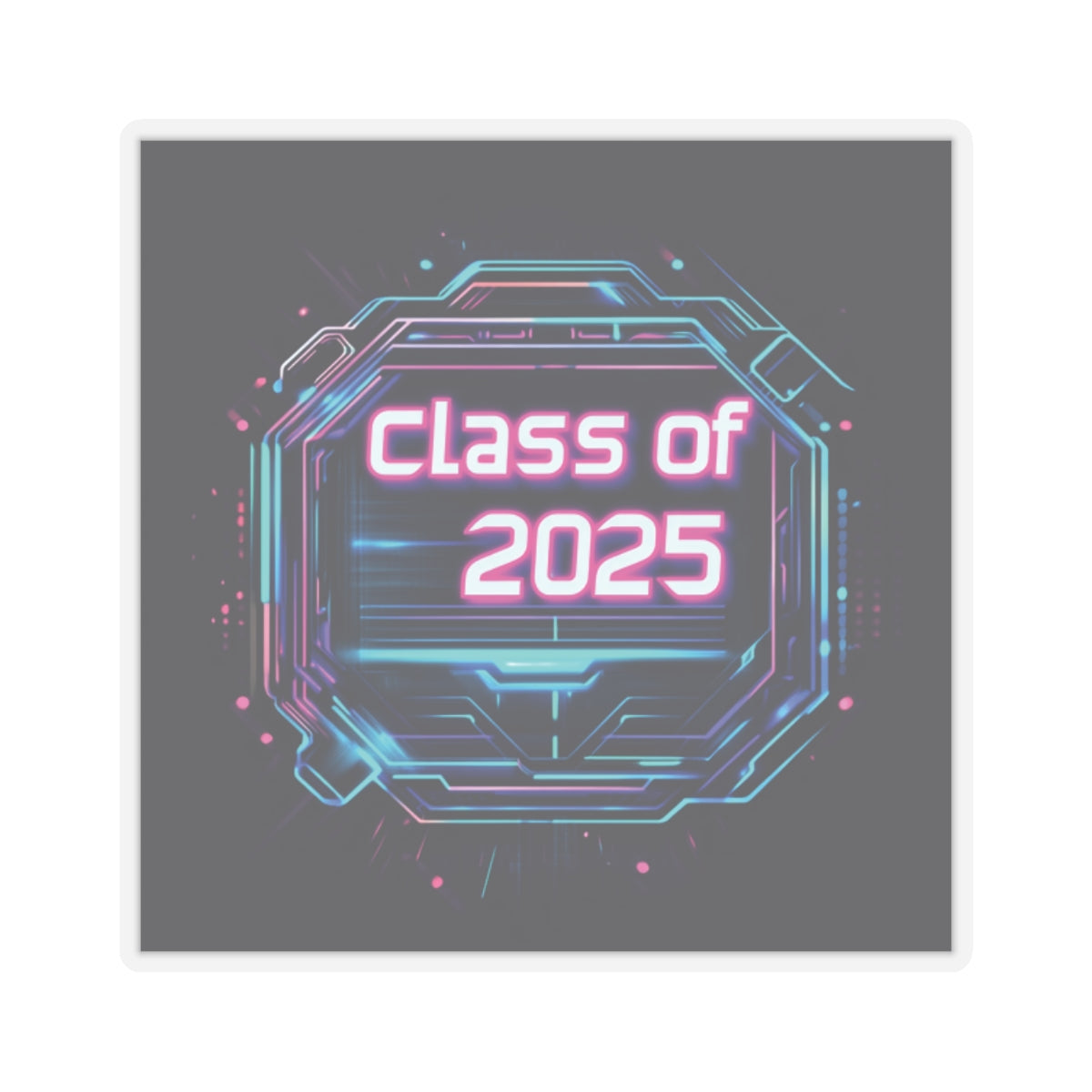 Class of 2025 Tech-Inspired Kiss-Cut Stickers for Graduates
