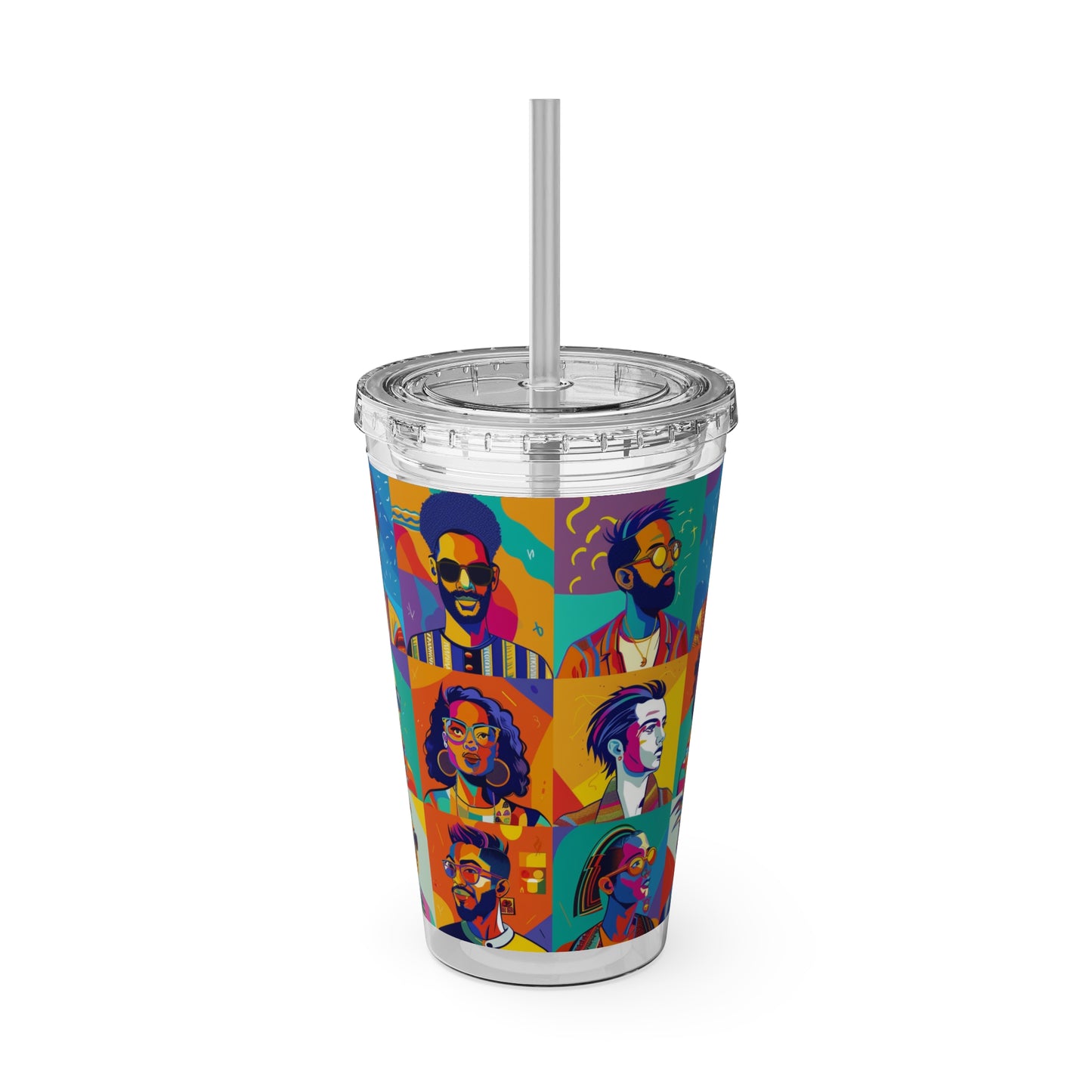 Vibrant Art Tumbler - Colorful 16oz Insulated Cup with Straw, Perfect for Gifts, Summer, Celebrations, and Everyday Use