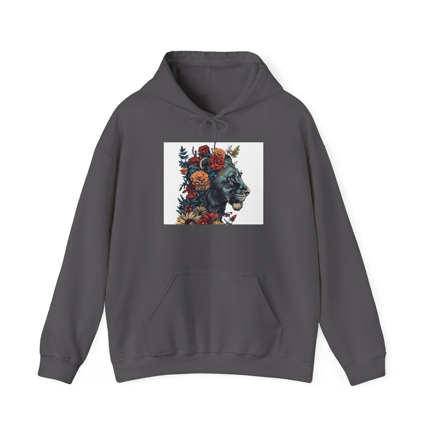 Lion with Floral Head Dress - Unisex Heavy Blend™ Hooded Sweatshirt