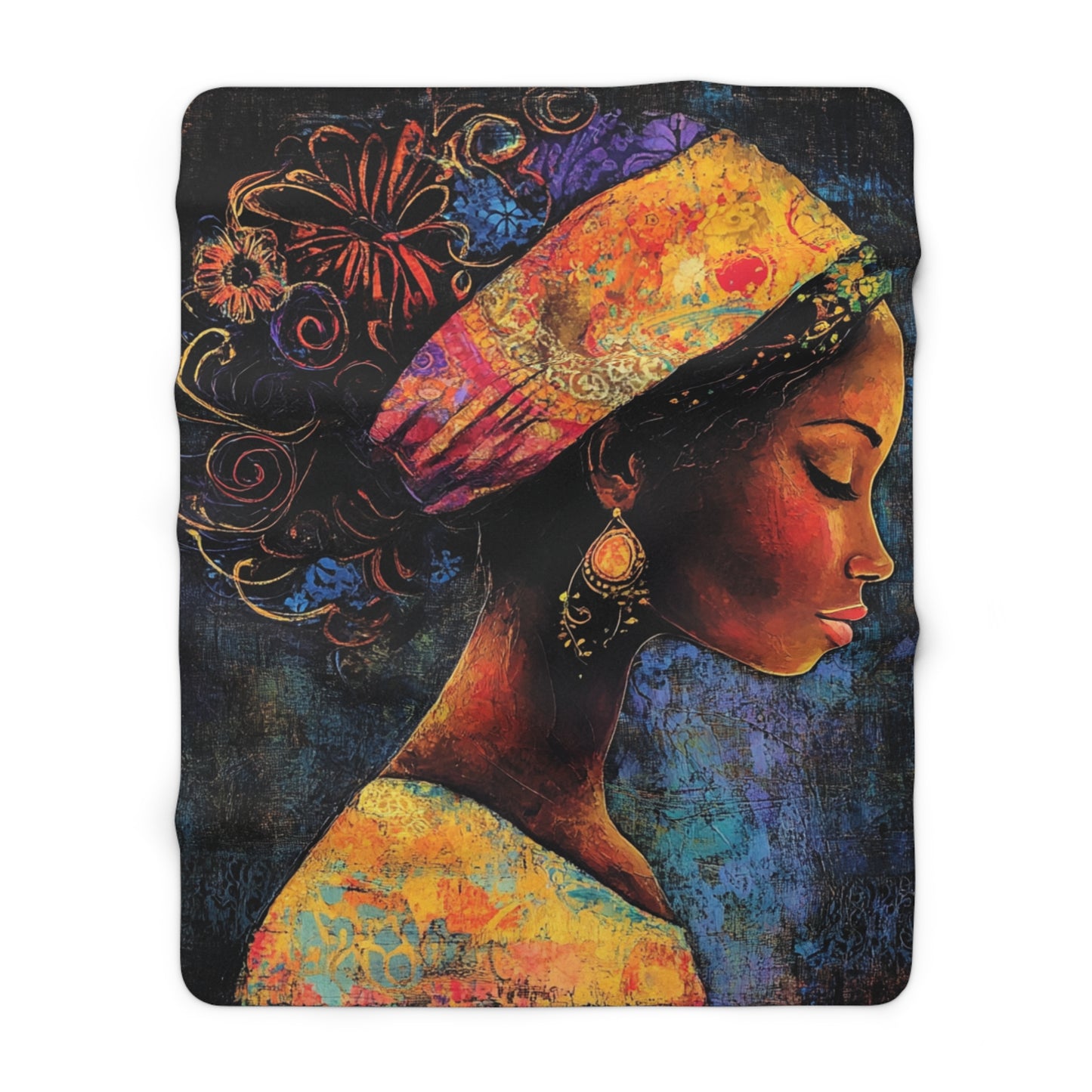 Elegant Sherpa Fleece Blanket - Colorful Artistic Design for Cozy Comfort