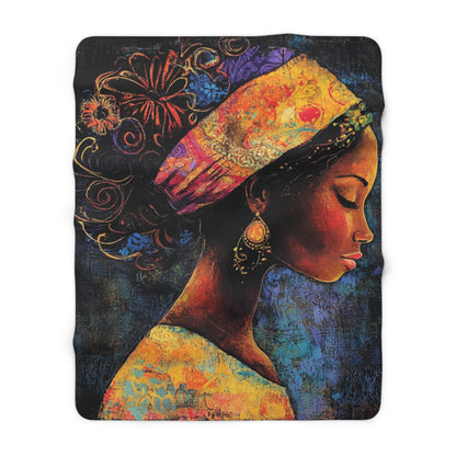 Elegant Sherpa Fleece Blanket - Colorful Artistic Design for Cozy Comfort