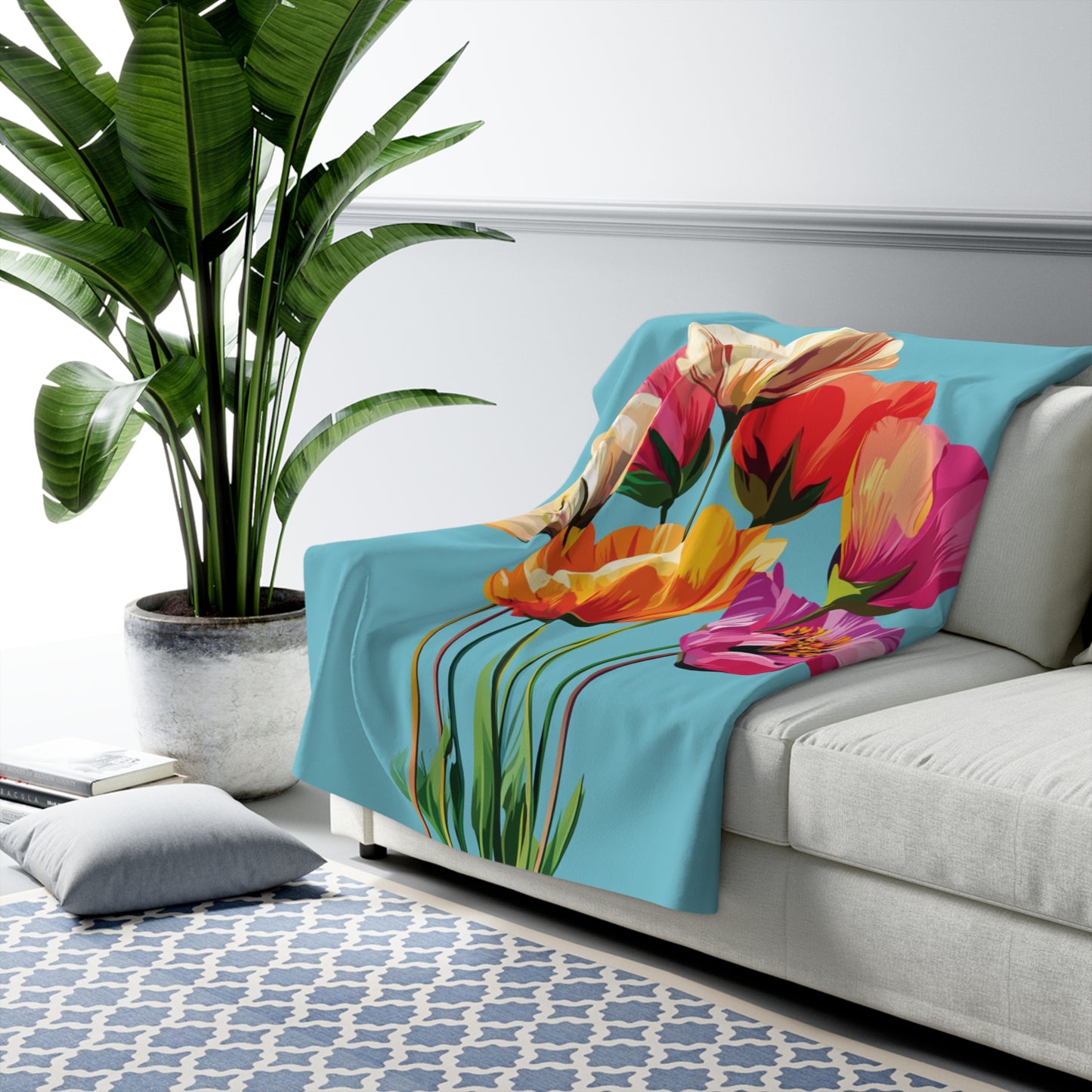 Flowers - Sherpa Fleece Blanket