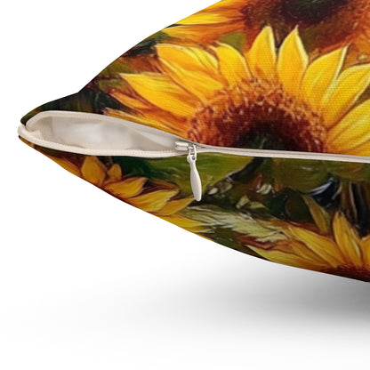 Vibrant Sunflower Square Pillow - Floral Home Decor