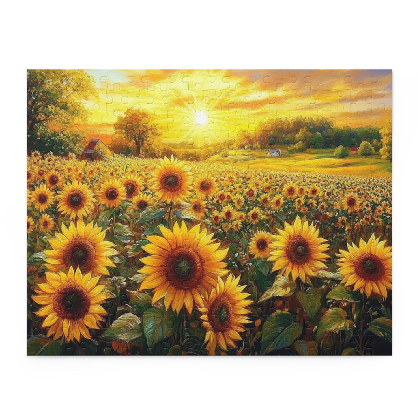 Sunflower Fields Puzzle - 120, 252, 500-Piece Scenic Jigsaw for Nature Lovers