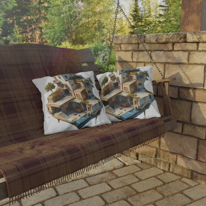 Whimsical Outdoor Pillows with Dreamy House Design - Perfect for Home Décor and Gifts