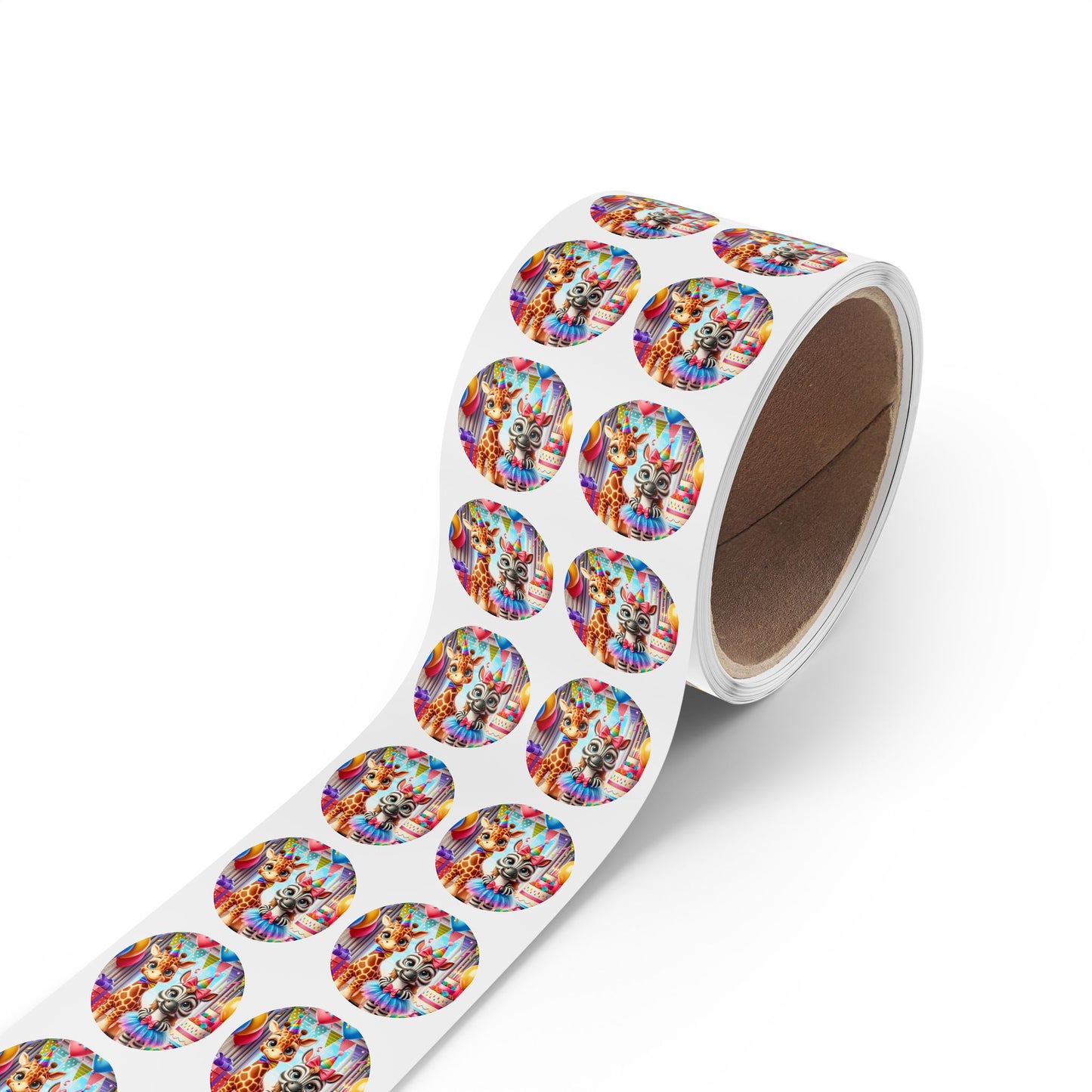 Whimsical Animal Party Stickers Rolls - Fun Labels for Kids' Celebrations