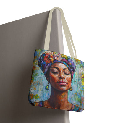 Vibrant Art Tote Bag with Floral Design