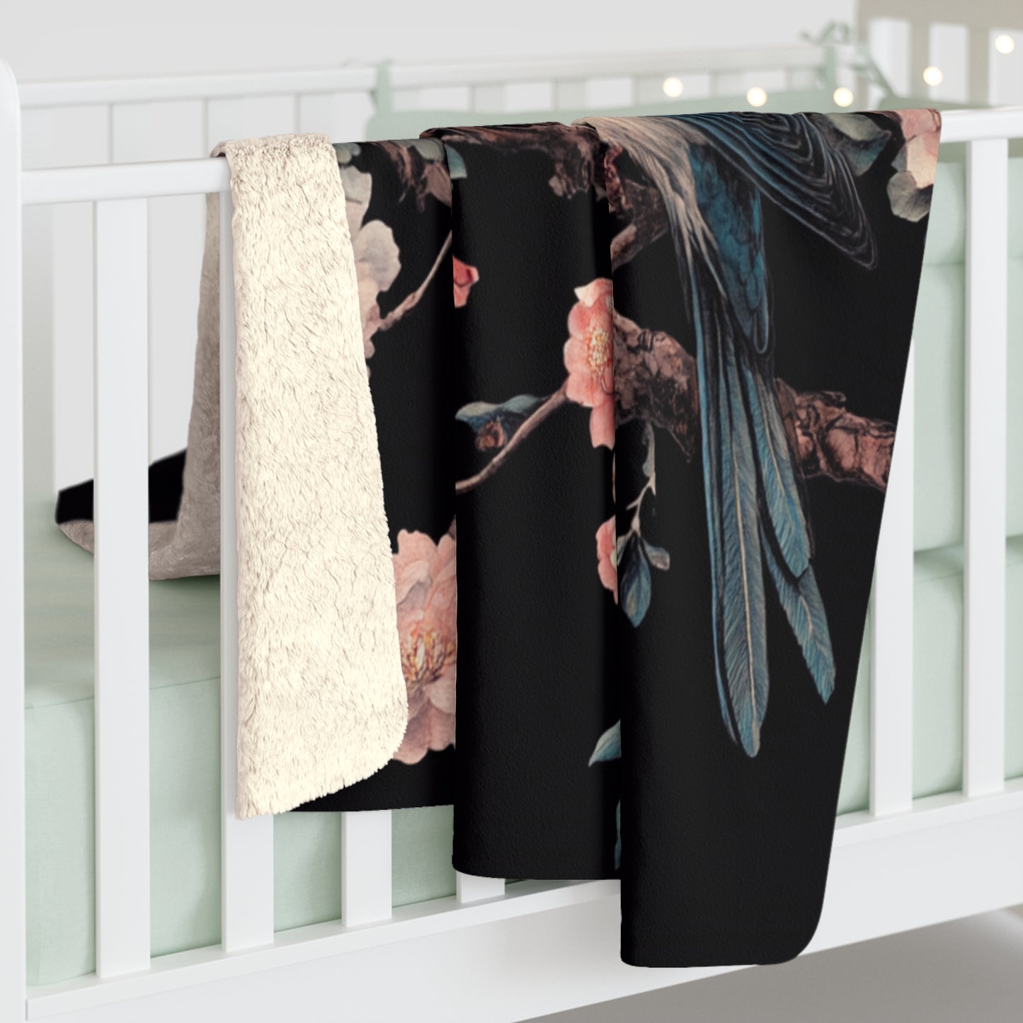 Elegant Floral Sherpa Fleece Blanket - Cozy Spring Decor for Home & Gifts