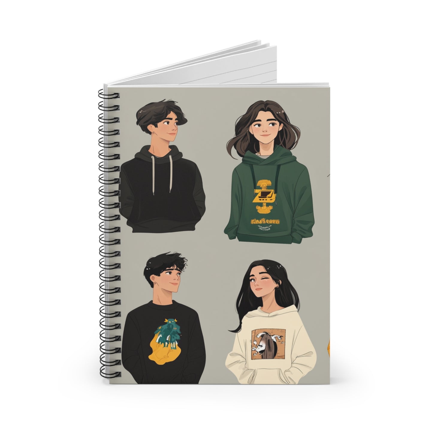 Trendy Spiral Notebook - Ruled Lines with Artistic Character Designs