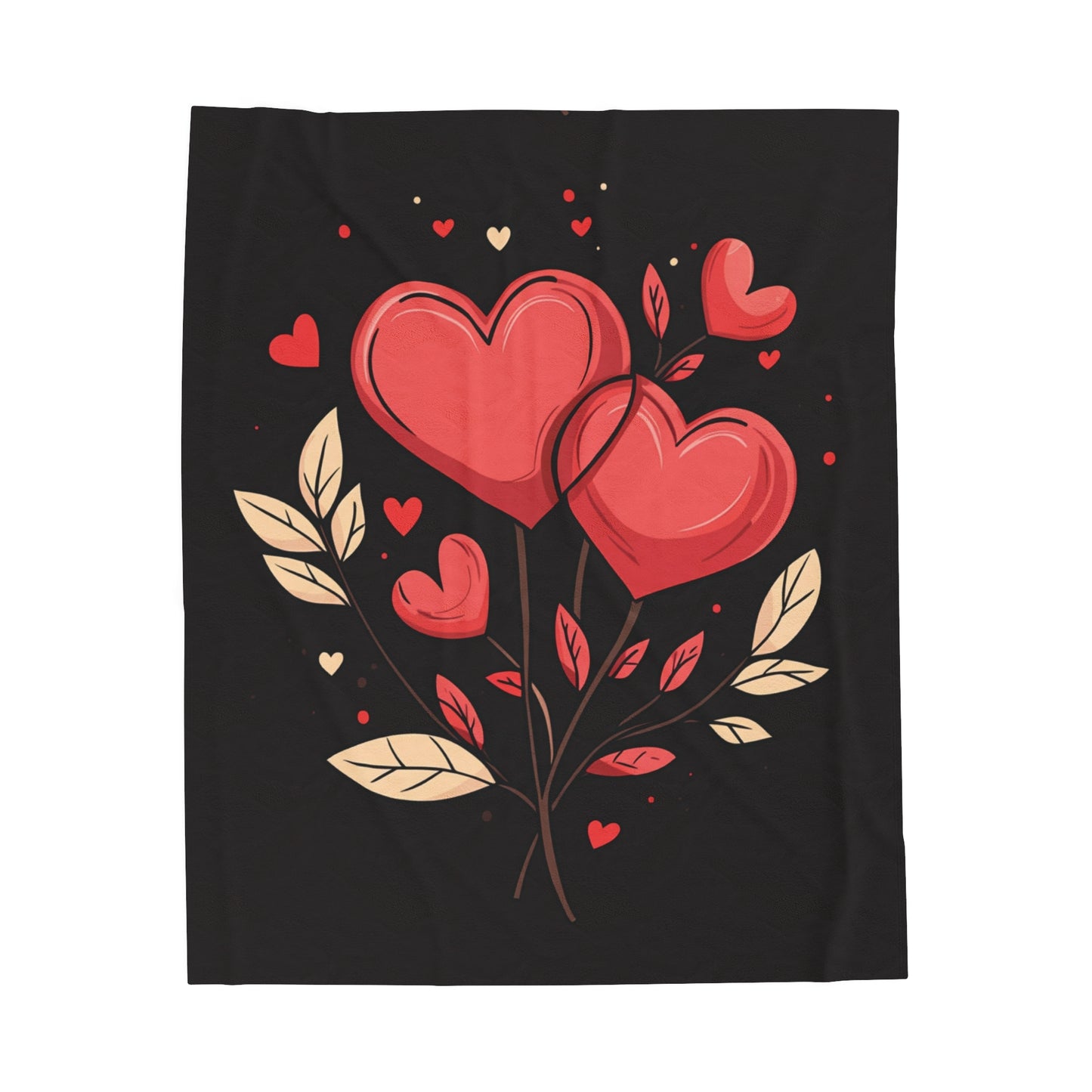 Heart Flowers - Velveteen Plush Blanket