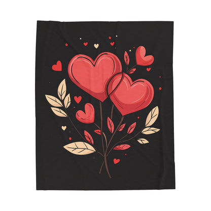 Heart Flowers - Velveteen Plush Blanket