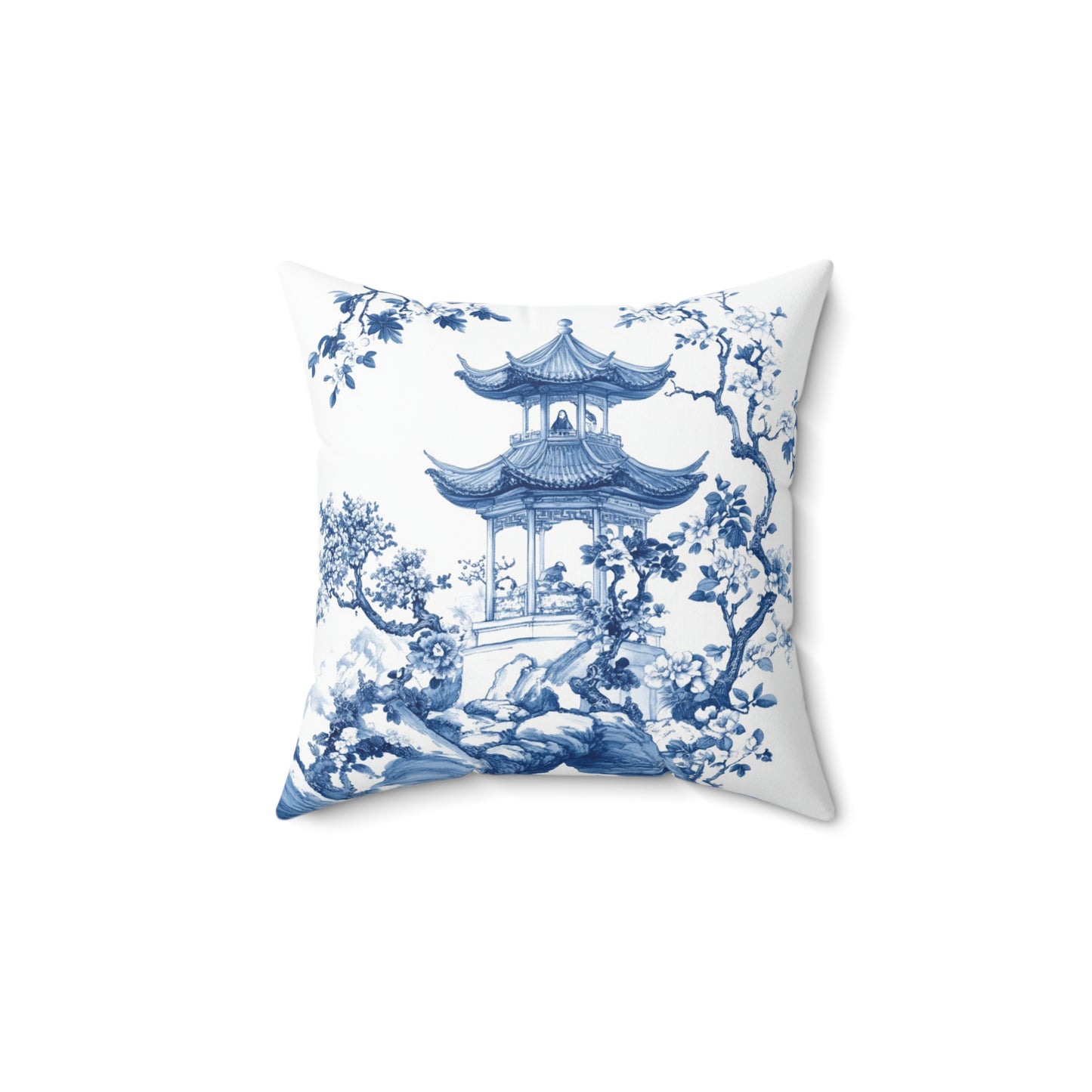 Spun Polyester Square Pillow - Chinoiserie Aesthetic