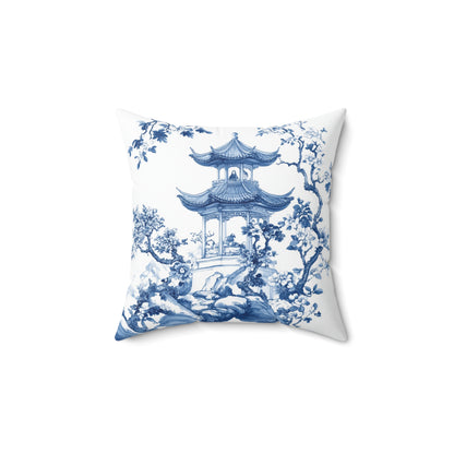 Spun Polyester Square Pillow - Chinoiserie Aesthetic
