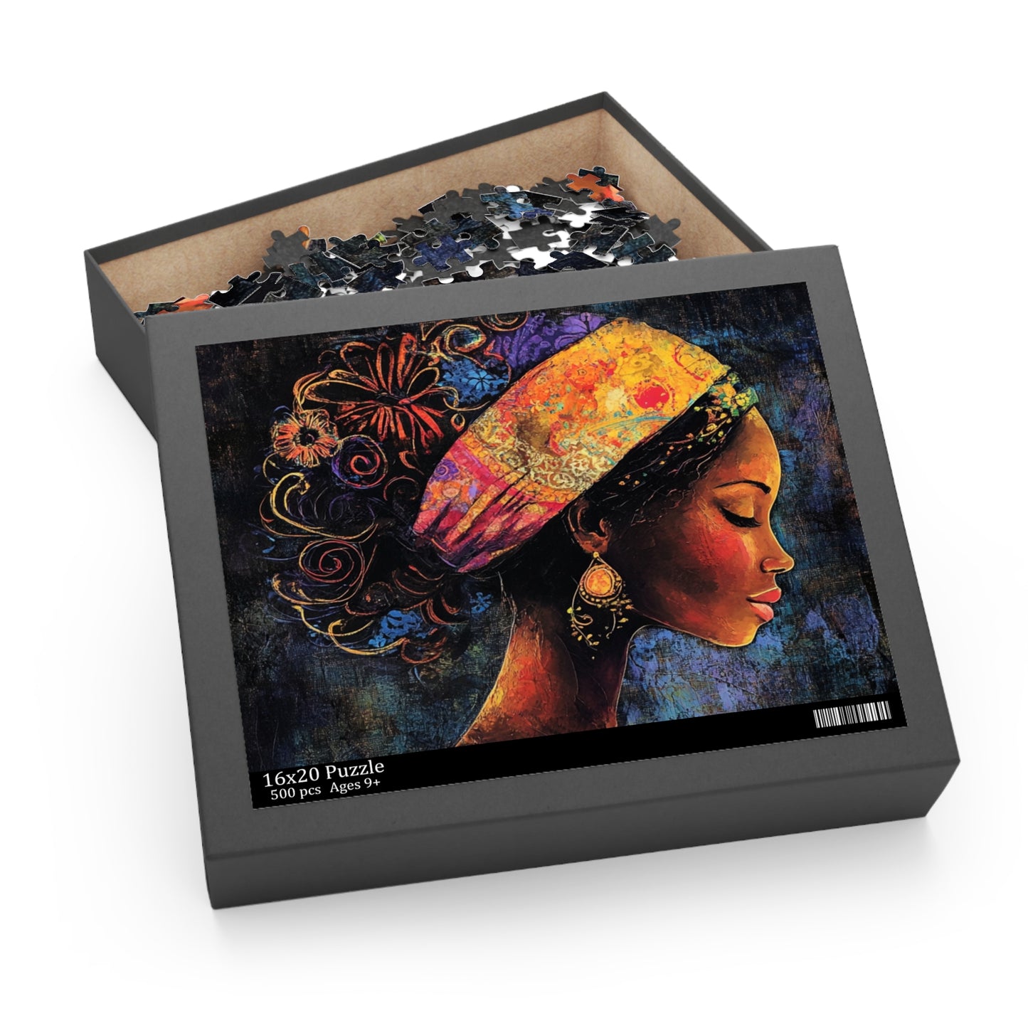 Artistic 500-Piece Puzzle - Beautiful Profile Design with Colorful Headwrap