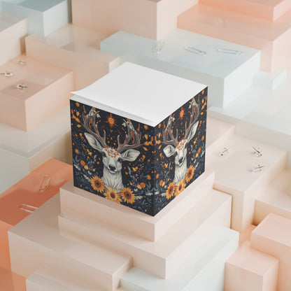 Floral Deer Note Cube - Nature-Inspired Stationery for Home & Office
