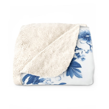 Zen Garden Sherpa Fleece Blanket – Cozy Floral Elegance for Home Decor - Chinoiserie Aesthetic
