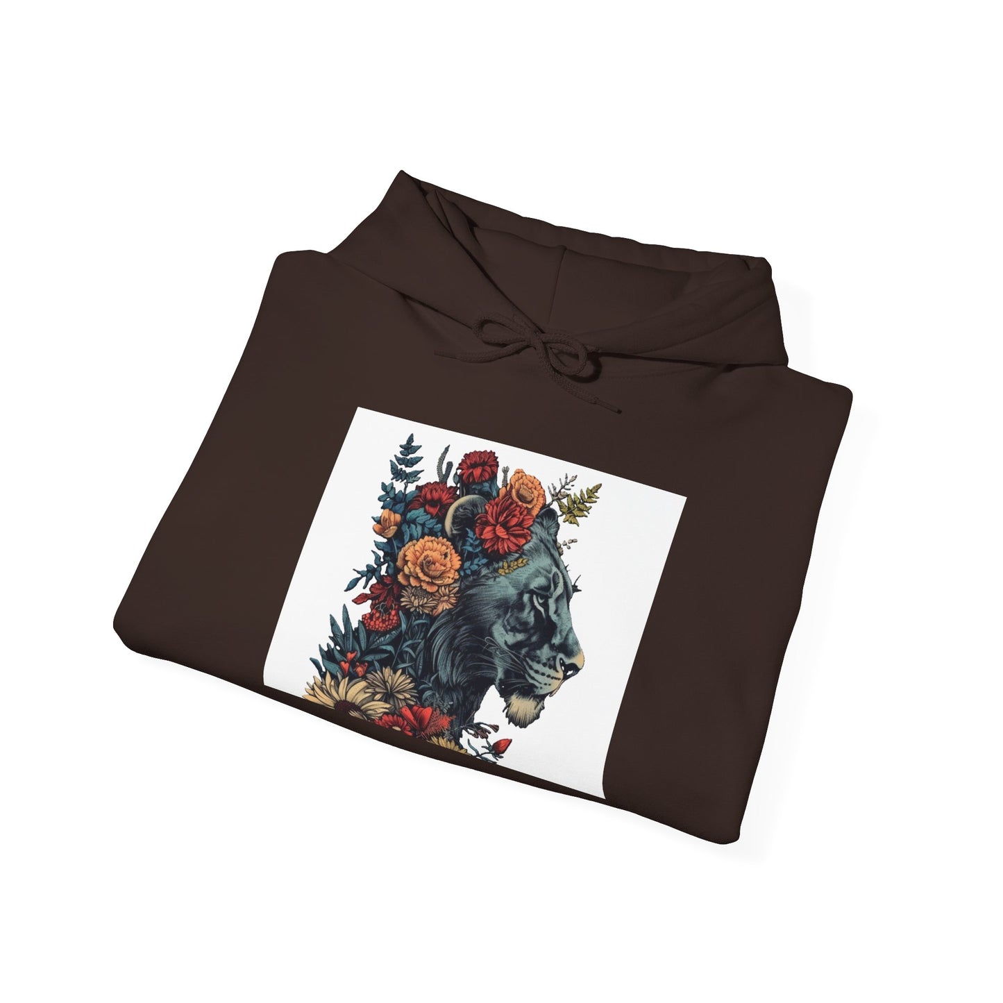 Lion with Floral Head Dress - Unisex Heavy Blend™ Hooded Sweatshirt