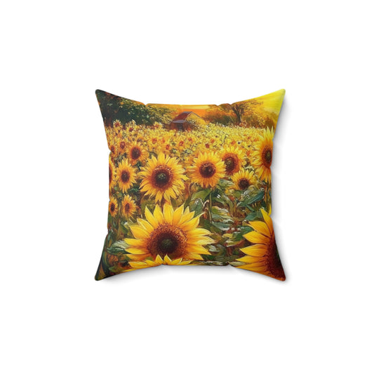 Vibrant Sunflower Square Pillow - Floral Home Decor