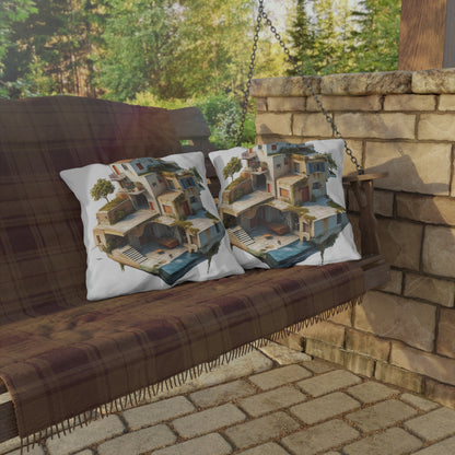 Whimsical Outdoor Pillows with Dreamy House Design - Perfect for Home Décor and Gifts
