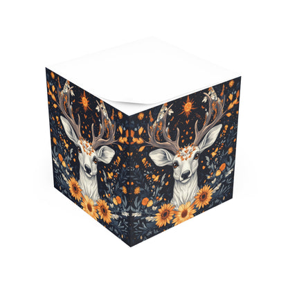 Floral Deer Note Cube - Nature-Inspired Stationery for Home & Office