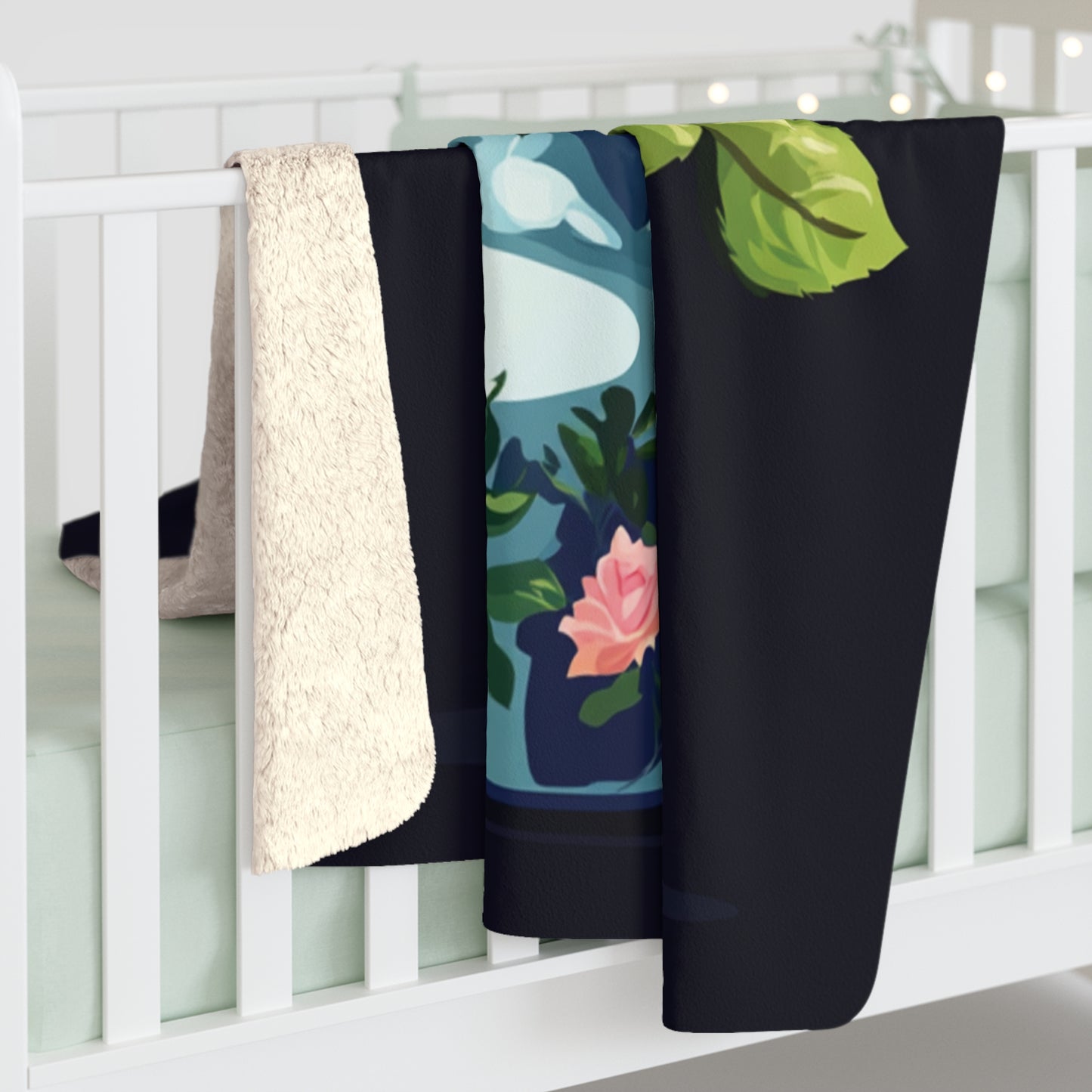 Elegant Rose Floral - Sherpa Fleece Blanket - Click me to see Image