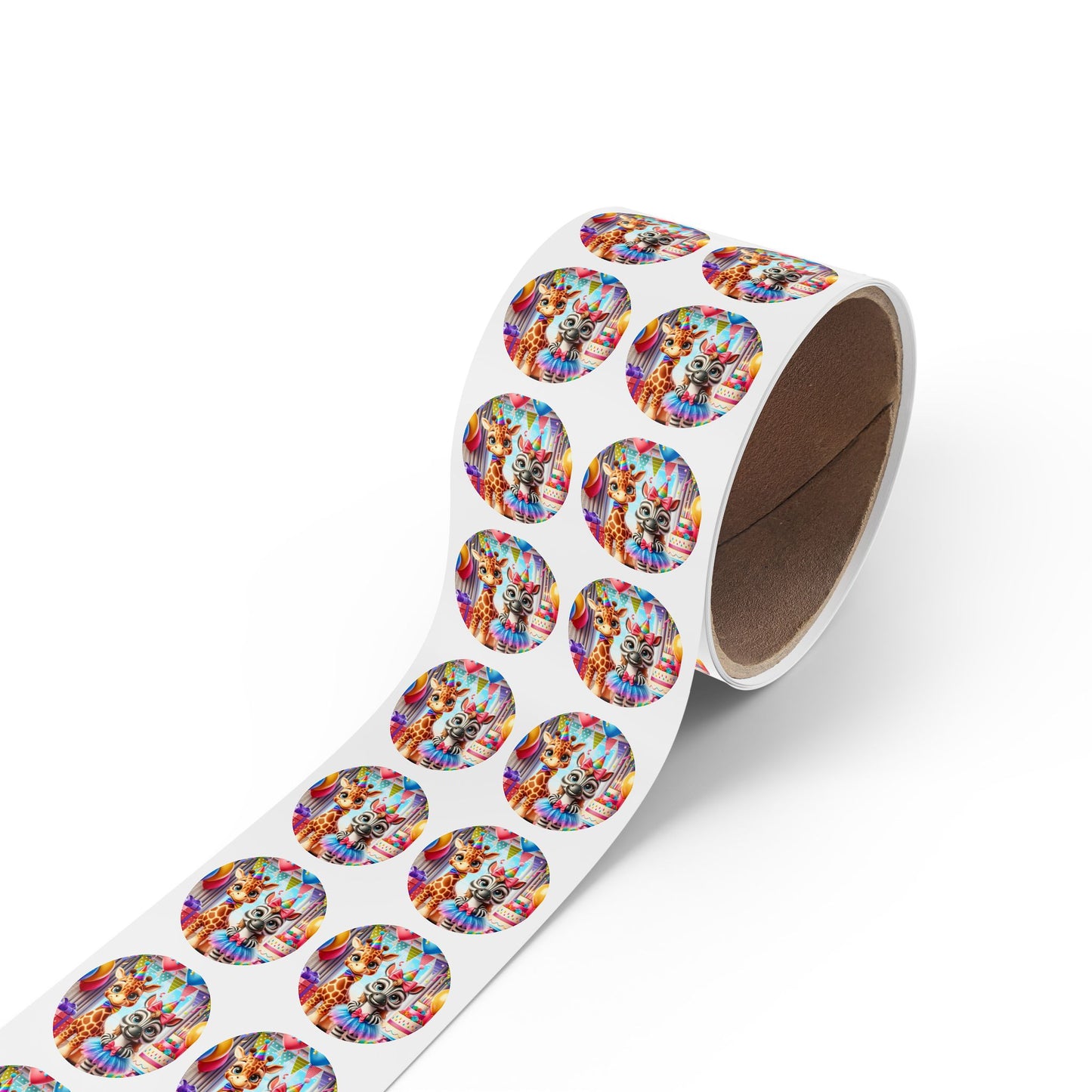 Whimsical Animal Party Stickers Rolls - Fun Labels for Kids' Celebrations