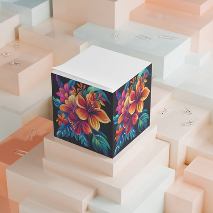 Tropical Floral Note Cube - Vibrant Sticky Note Organizer for Home or Office
