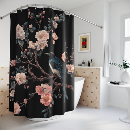Elegant Floral Bird Shower Curtain - Bohemian Decor for Bathrooms