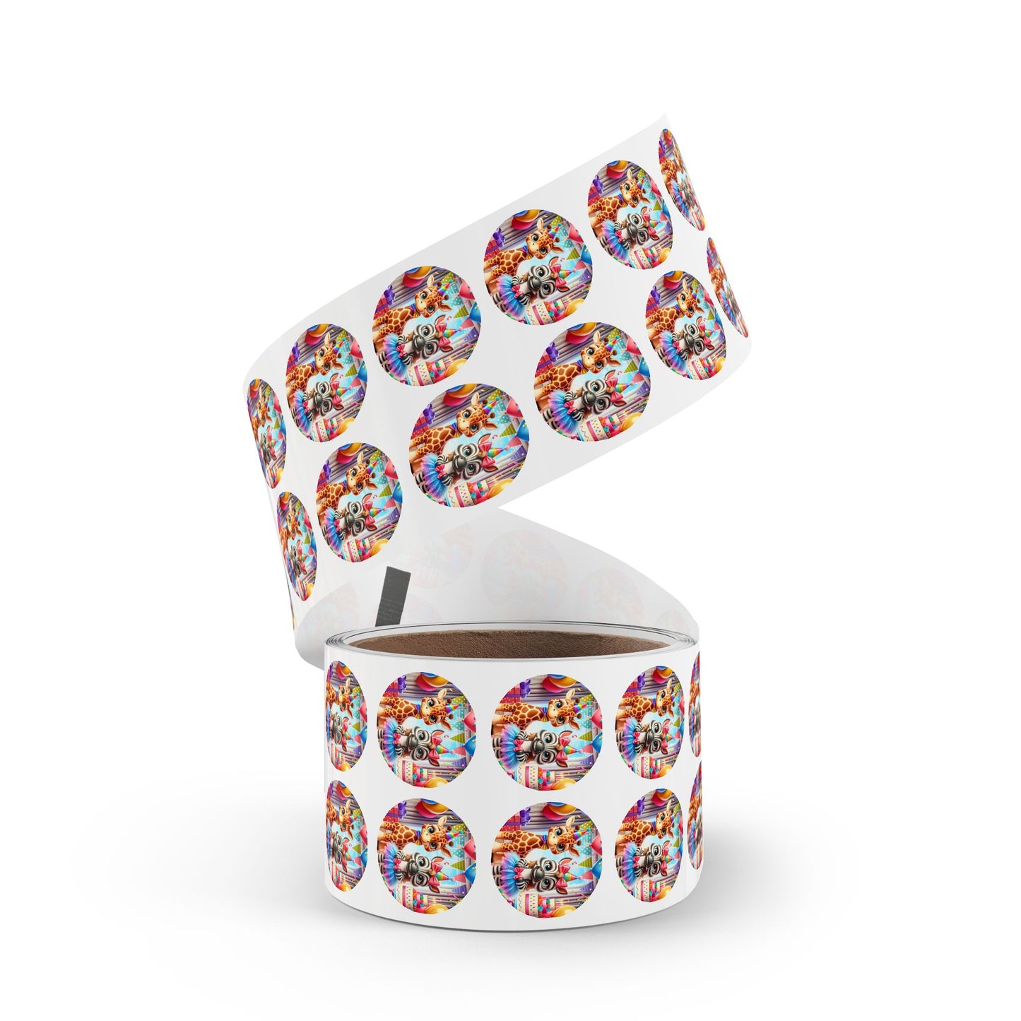 Whimsical Animal Party Stickers Rolls - Fun Labels for Kids' Celebrations