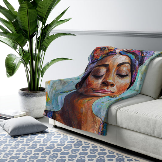 Boho Serenity Sherpa Fleece Blanket - Cozy Floral Art Throw