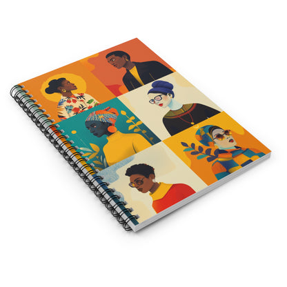 Artistic Spiral Notebook - Vibrant Women Illustrations, Journal, Sketchbook, Gift for Creatives, School Supplies, Boho Decor