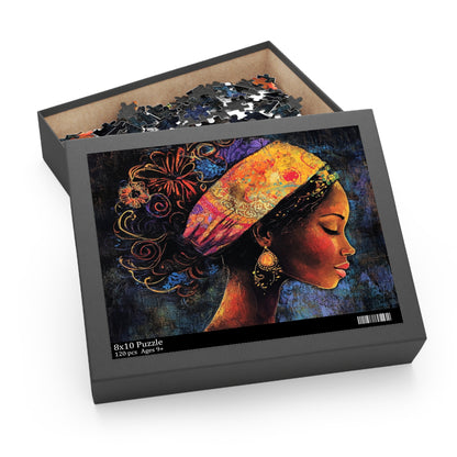 Artistic 500-Piece Puzzle - Beautiful Profile Design with Colorful Headwrap
