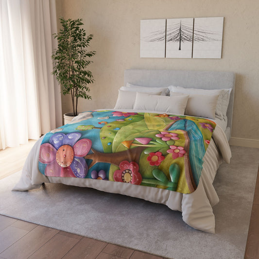 Colorful Floral Fleece Sherpa Blanket, Cozy Home Decor, Ideal for picnics, Kids' Rooms, Birthday Gifts, Spring Celebrations