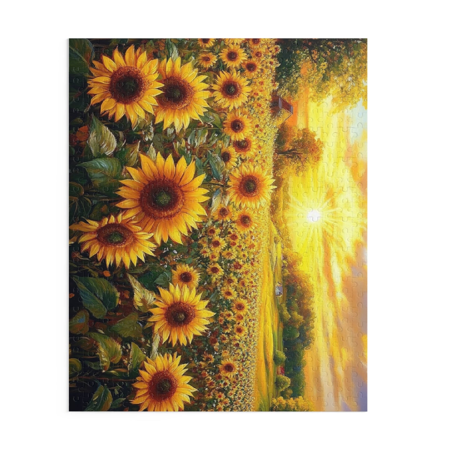 Sunflower Fields Puzzle - 120, 252, 500-Piece Scenic Jigsaw for Nature Lovers