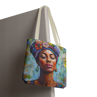 Vibrant Art Tote Bag with Floral Design