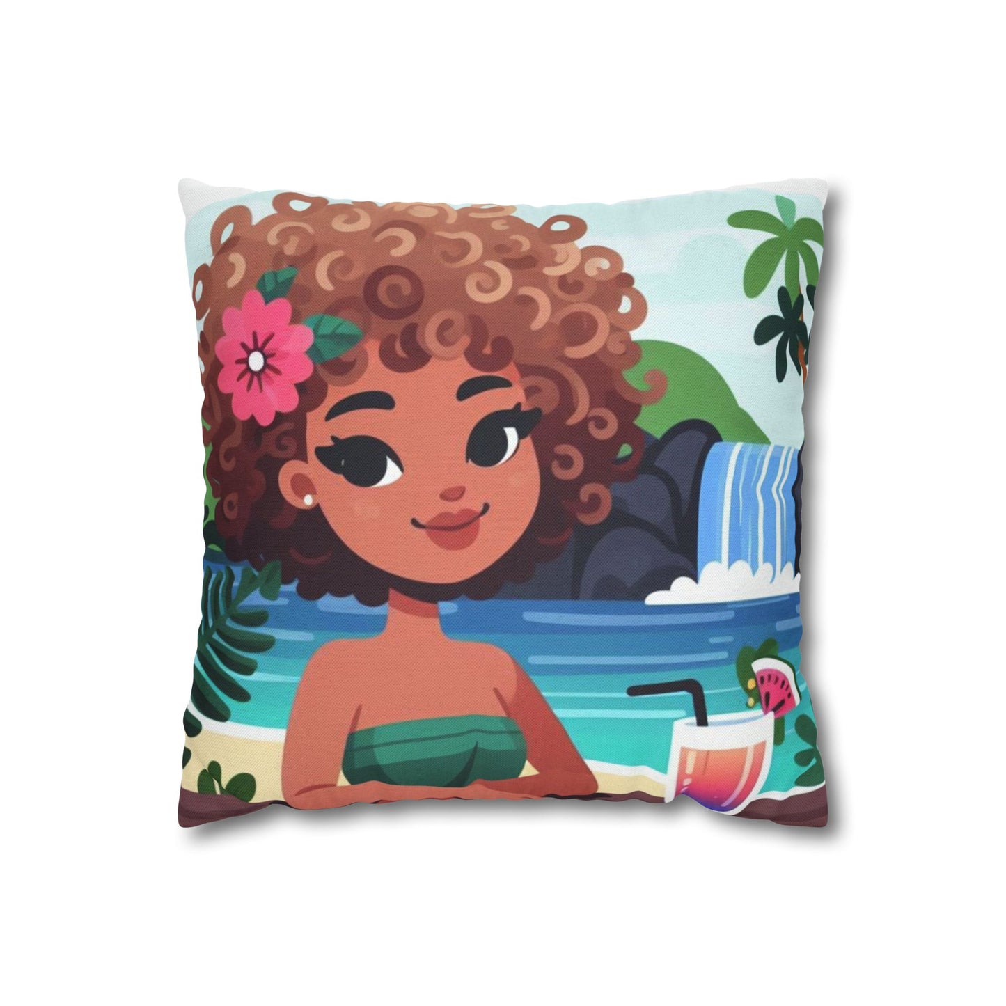 Tropical Vibe Pillowcase, Cute Decorative Pillow Cover for Beach Lovers, Summer Home Decor, Gift for Her, Fun Couch Accent