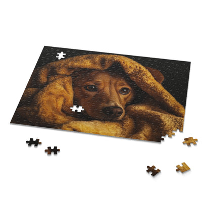 Cozy Dog Puzzle - 120, 252, 500-Piece Jigsaw for Dog Lovers