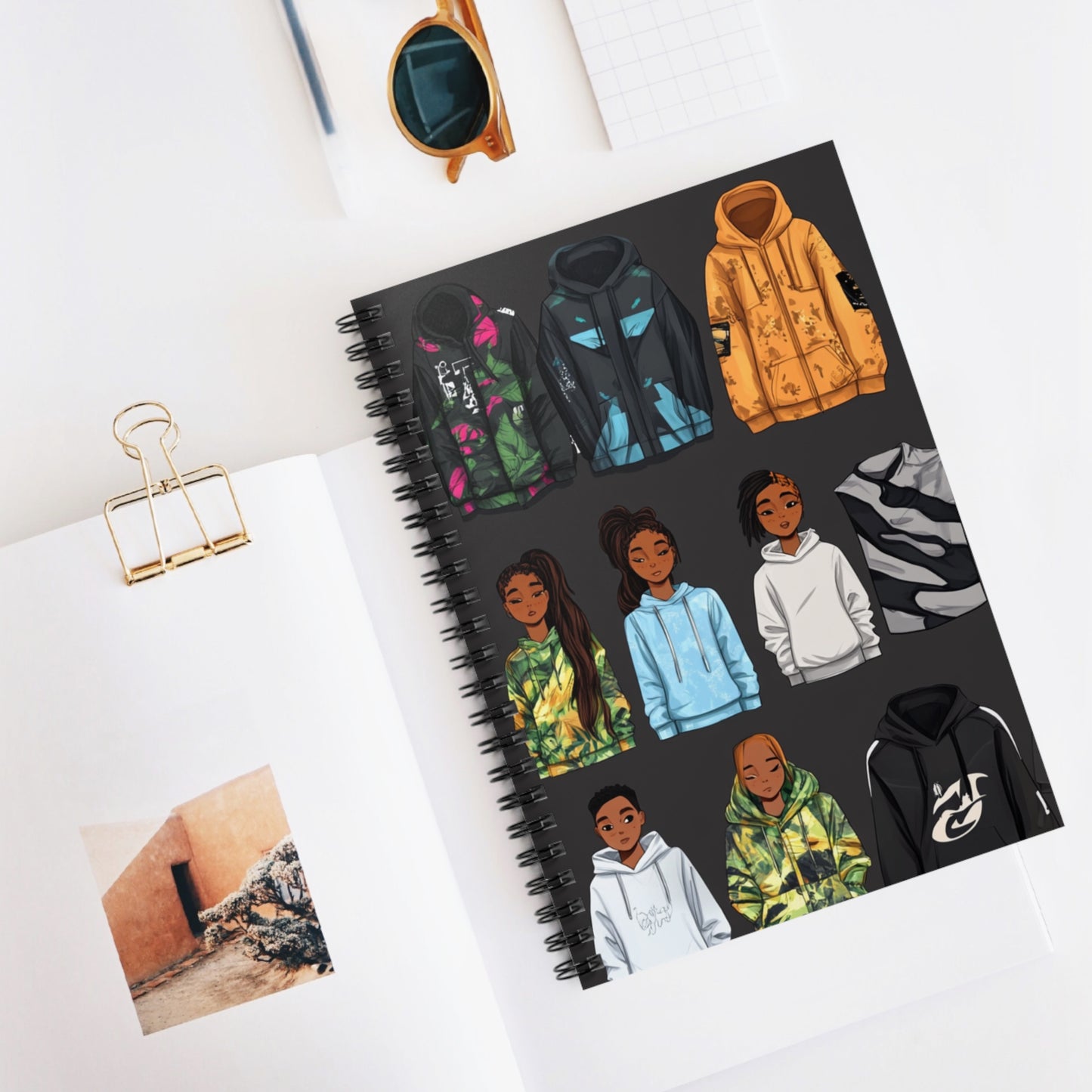 Trendy Kids' Fashion Spiral Notebook - Ruled Line, Fun Hoodies & Jackets Design
