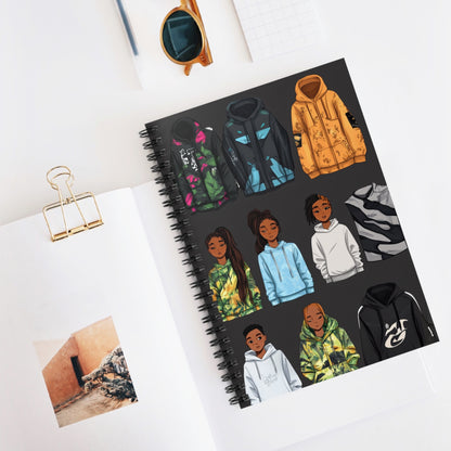 Trendy Kids' Fashion Spiral Notebook - Ruled Line, Fun Hoodies & Jackets Design