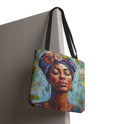 Vibrant Art Tote Bag with Floral Design